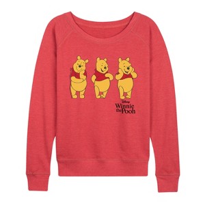 Women's - Disney - Three Pooh Lightweight French Terry Wide Neck Long Sleeve Graphic Shirt - 1 of 3