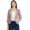 Allegra K Women's Striped 3/4 Sleeves Open Front Casual Notched Lapel Blazer - 2 of 4