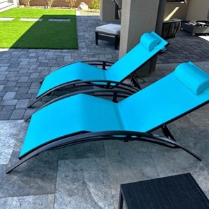 PURPLE LEAF Patio Chaise Lounge Set of 3 Outdoor Lounge Chair Beach Pool Sunbathing Lawn Lounger Recliner Chiar, Side Table Included - 1 of 4