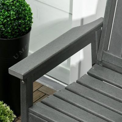 Dark Gray HDPE 2-Person Outdoor Garden Bench with Slatted Back and Armrests