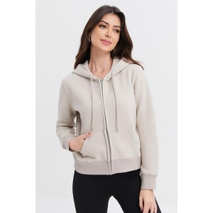 Spruce Fashion Women Zip Up Cropped Hoodie Fall Oversized Sweatshirts Winter Fleece Cotton Comfy Long Sleeve - 1 of 4