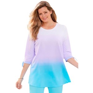 Woman Within Plus Size French Terry Tie-Sleeve Sweatshirt - 1 of 4