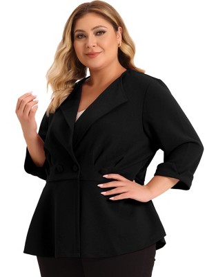 Agnes Orinda Women's Plus Size Velvet Button Notched Lapel Formal