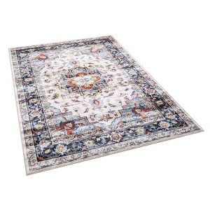 Vintage Washable Rug, Non-Slip Low-Pile Oriental Floral Carpet for Living Room and Bedroom - 1 of 4
