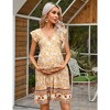 Maternity Dress Summer V Neck Ruffle Cap Sleeveless Bohemian Midi Dress Pockets for Baby Shower - 4 of 4