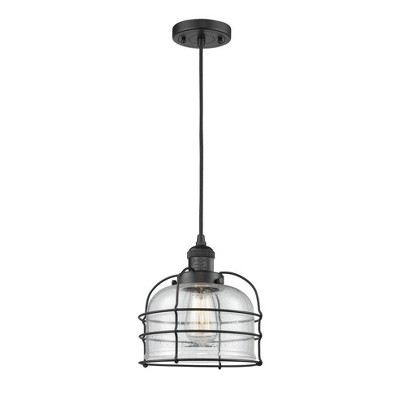 Bell Cage - 1 Light Cord Hung Mini Pendant In Traditional Style-10 Inches Tall and 9 Inches Wide