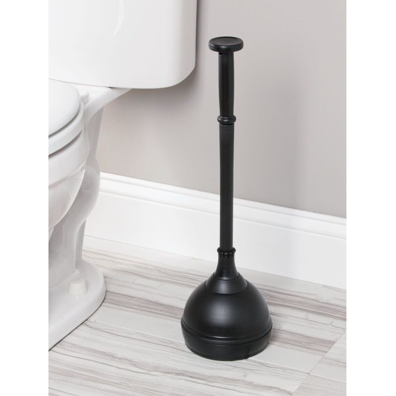 mDesign Plastic Lift and Lock Toilet Bowl Plunger with Holder, 2 of 8