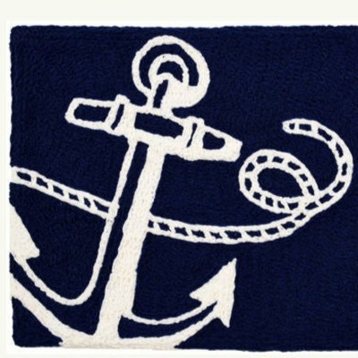 Jellybean Nautical Anchor Doormat – Navy-Themed 20"x30" Washable Mat for Indoor/Outdoor Use