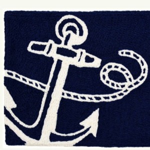 Jellybean Nautical Anchor Doormat – Navy-Themed 20"x30" Washable Mat for Indoor/Outdoor Use - 1 of 2