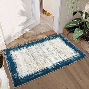 Modern Bordered Area Rug Washable Border Rug Living Room Rug Soft Low Pile Rug - 1 of 4