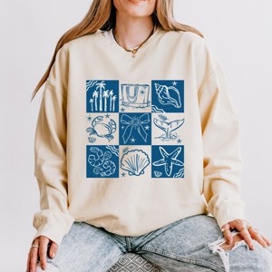 Simply Sage Market Nautical Chart Blue Lightweight Garment Dyed Sweatshirt - 1 of 4