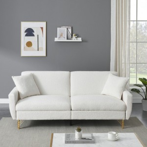 74.41 Inch Teddy Velvet Sofa Bed With Separate Adjustment Backrest And Storage Function - 1 of 4