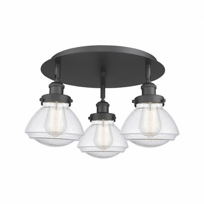 Olean - 3 Light Flush Mount In Art Deco Style-8 Inches Tall and 18.25 Inches Wide