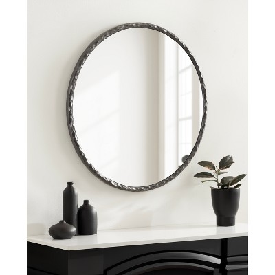 Jedda 26" Round Gunmetal Textured Wall Mirror