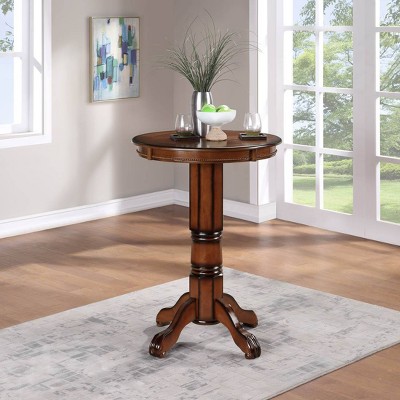 Brandy Finish Round Wood Bar Height Pub Table