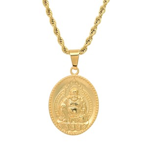 Steeltime 24" Men's 18k gold plated stainless steel buddha pendant - 1 of 4