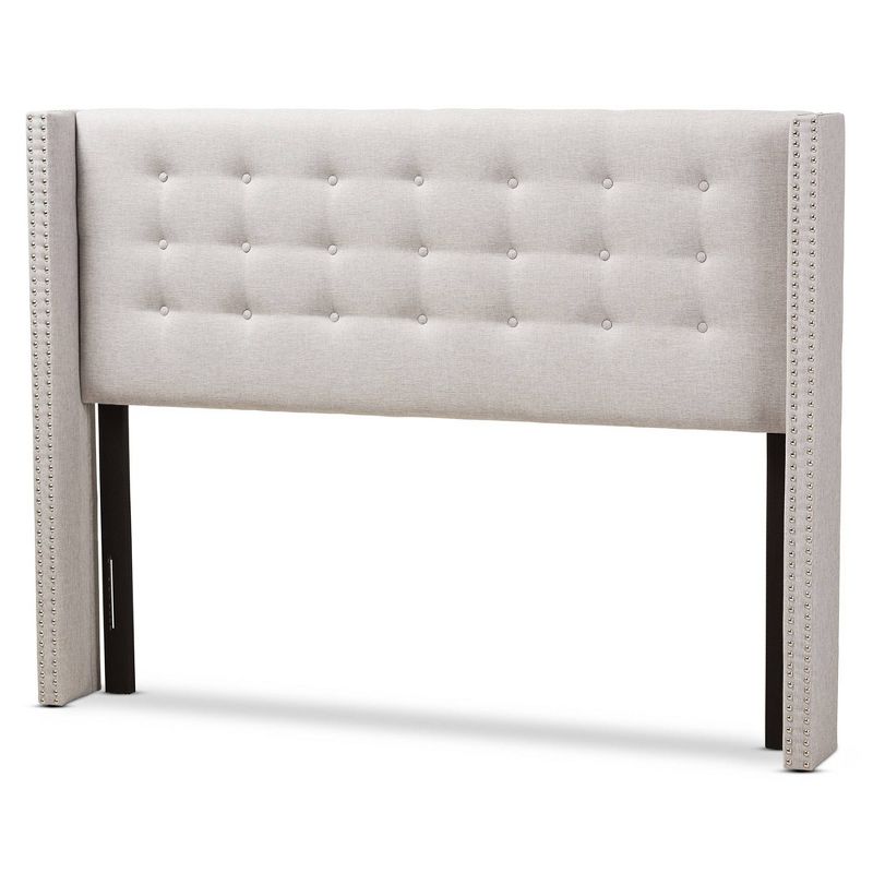 Queen Ginaro Modern and Contemporary Fabric Button Tufted Nail Head Winged Headboard Gray - Baxton Studio, 1 of 7