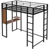 CAVINAS Twin Size Metal Loft Bed with Ladder & Fence,Modern Bed Frame with Desk for Bedroom,Study - 2 of 4