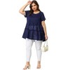 Agnes Orinda Women's Plus Size Tiered Lace Allover Round Neck Short Sleeve Mesh Peplum Blouses - 3 of 4