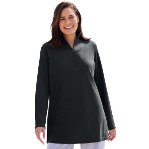 Woman Within Plus Size Sport Knit Zip Tunic - 1 of 4