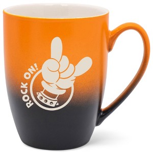 100 North Heavy Metal 10 Ounce Orange and Black Two Toned Ombre, Comfortably Fits Your Hands, Ceramic Tea Coffee Cup Mug, Rock On! - 1 of 1