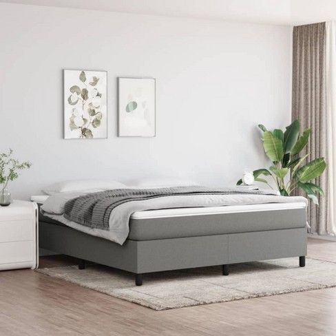 Vidaxl Dark Gray Box Spring Bed Frame - California King Size Fabric Bed ...