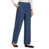 Collections Etc Pearl Embellished Elasticized Waist Pull-On Jeans - 3 of 4