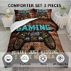Gamer Comforter Set Full Size – Retro Gamepad Bedding 3Pcs with American Flag & Rustic Wood Design, Video Game Quilt Set with 2 Pillowcases - 4 of 4