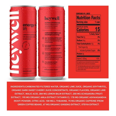 heywell Energy + Lift Cherry Limeade Sparkling Water - 12 fl oz Can