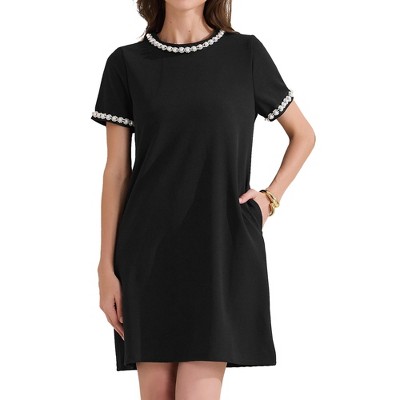INSPIRE CHIC Women's Summer Short Sleeve Crew Neck Solid Loose Casual Short Dress