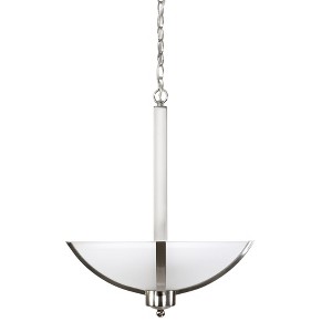Yosemite Home Decor 107-3B-16AWSS Alta Peak Collection Three Light Bowl Chandelier, Satin Steel, 21" H x 16" W x 16" D - 1 of 4