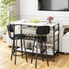Hooseng 3-Piece Dining Table Set for Kitchen Breakfast Nook, Bar Table Set with Storage Shelves, with Counter Height Faux Marble Table, Grey - 3 of 4