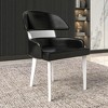 LeisureMod Ethos Leather Dining Chair – Upholstered Mid-Century Modern Accent Chair with Rubberwood Legs for Kitchen, Dining Room, or Office Set of 2 - 3 of 4