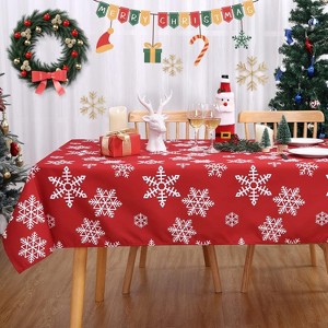 Christmas Tablecloth 60 x 84 Inch, Christmas Table Cloths for Rectangle Tables Winter Tablecloth, Xmas Blue Snowflakes Christmas Decorations - 1 of 4