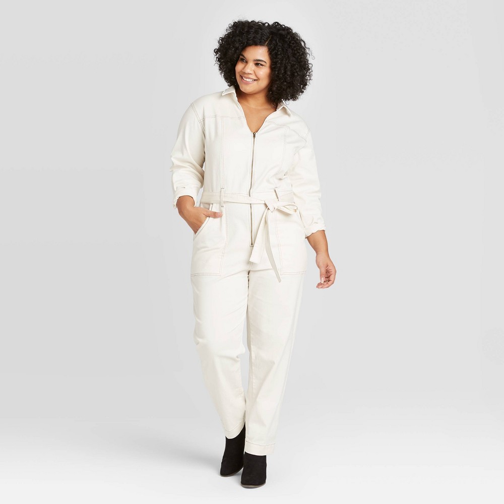 Women's Plus Size Long Sleeve Collared Boilersuit - Universal Thread Cream 22W, Women's, Ivory was $39.99 now $27.99 (30.0% off)