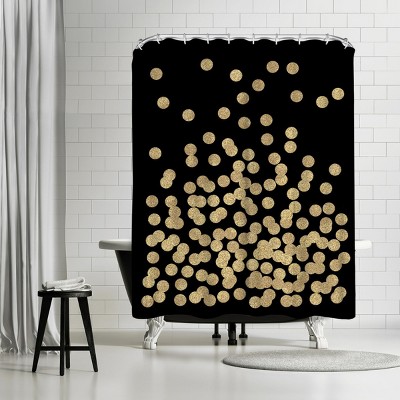 Americanflat Gold Glitter Dots by Charlotte Winter 71" x 74" Shower Curtain