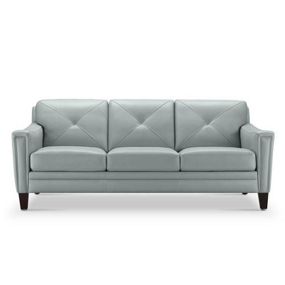 Anne Leather Sofa Light Blue Abbyson