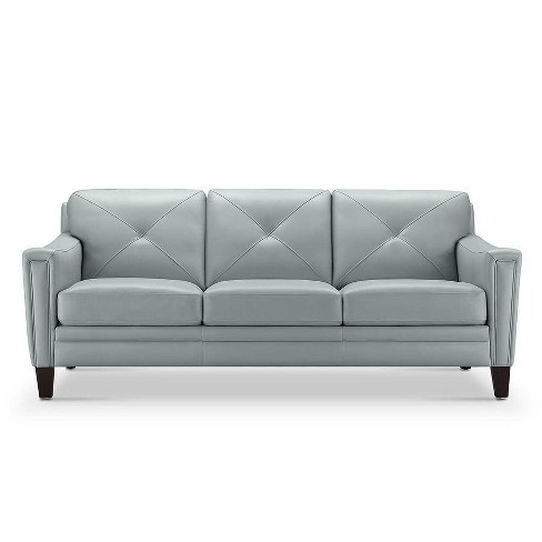 Blue deals leather sofa