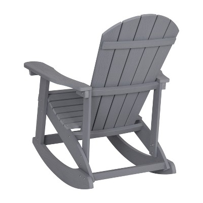 Savannah Light Gray Poly Resin Rocking Adirondack Chair