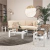 Ridstar Set of 2 Modern Coffee Table with Tempered Glass For Living Room-White - 3 of 4
