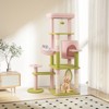 Tangkula 58" Plush Cat Tree Floral Climbing Tree Multi-level Cat Tower w/ Round Basket - 2 of 4