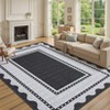 Modern Bordered Living Room Bedroom Rugs, Scalloped Washable Non Slip Dining Room Carpet, Accent Home Decor Rugs - 2 of 4