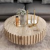 Modern Minimalist MDF Coffee Table,Wood Coffee Table with Natural Wood Texture,Round  Coffee Table for Living Room or Office-Coolbibila - 2 of 4