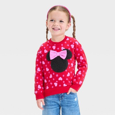 Toddler Girls' Disney Minnie Mouse Valentine's Pullover Sweatshirt - Red