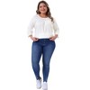 Women's Plus Size Crochet Lace Detail Curvy Hem 3/4 Sleeve Solid Casual Tunic Tops - Agnes Orinda - 3 of 4