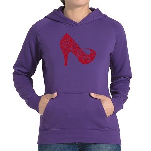 LA Pop Art Women's Word Art Hooded Sweatshirt -High Heel - 1 of 4