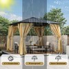 KTMBDW 10' x 10' Hardtop Gazebo, Aluminum Frame Gazebos with Polycarbonate Roof, Outdoor Metal Pavilion with Curtain and Netting for Patio, Lawn - 3 of 4