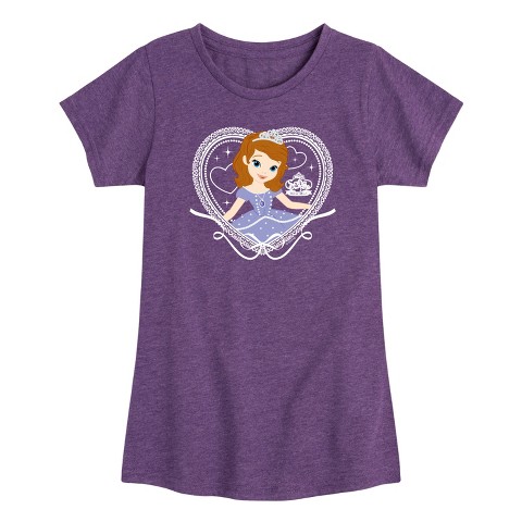Sofia the First Girls' Sofia the First Sofia Coquette Heart Toddler Short Sleeve Graphic T-Shirt - Heather Purple - 5T