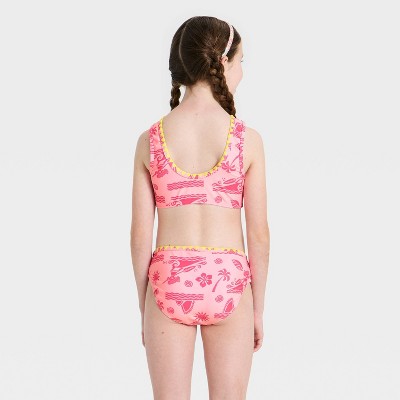 Moana Girls' Disney Moana 2pc Floral Printed Swim Set - Pink XS — фото 2