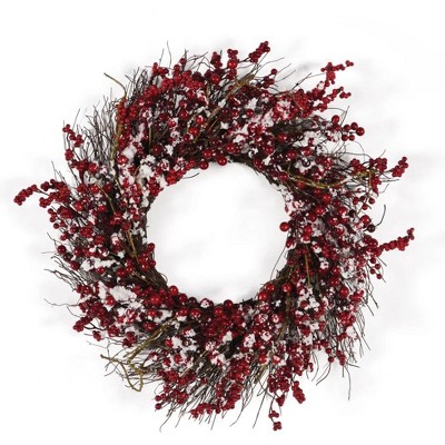 Plum & Post Snowy Ilex Berry Wreath 24"